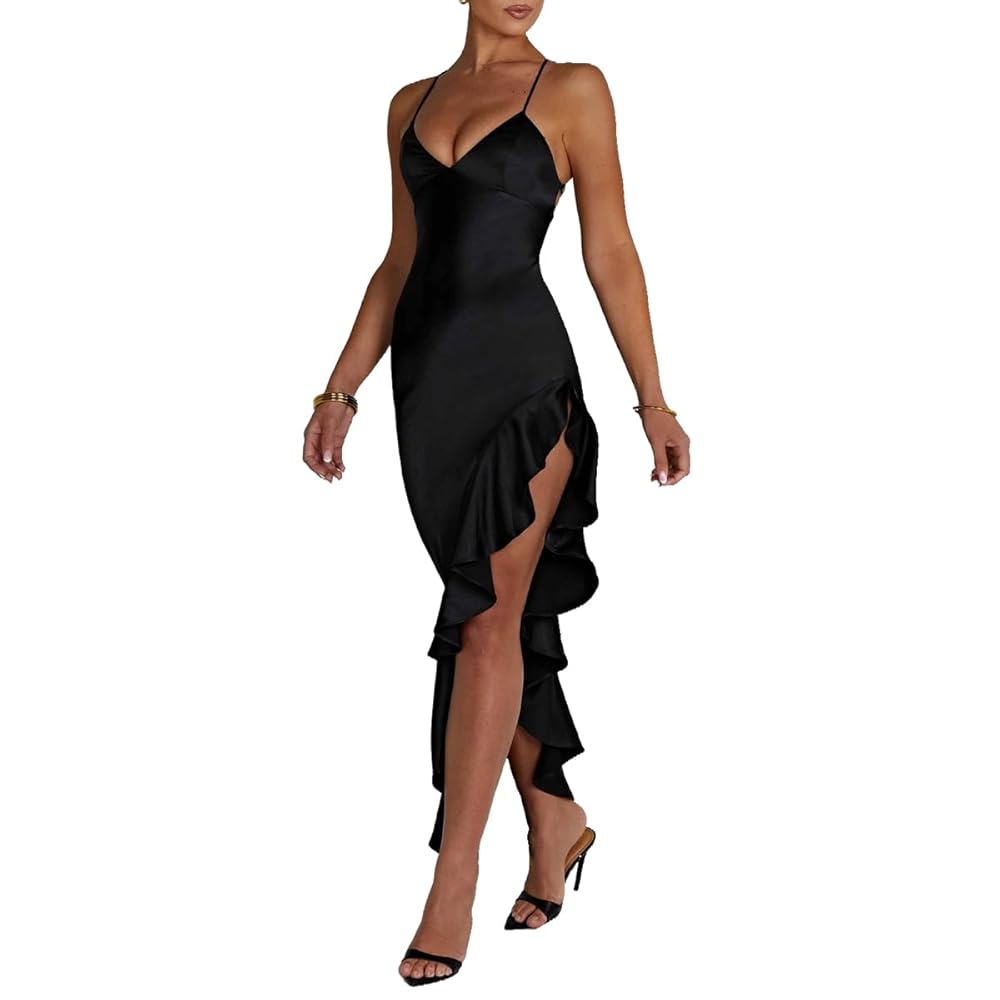 Amazon.com: NADIA FRACA Women's Sexy Satin Spaghetti Strap V
